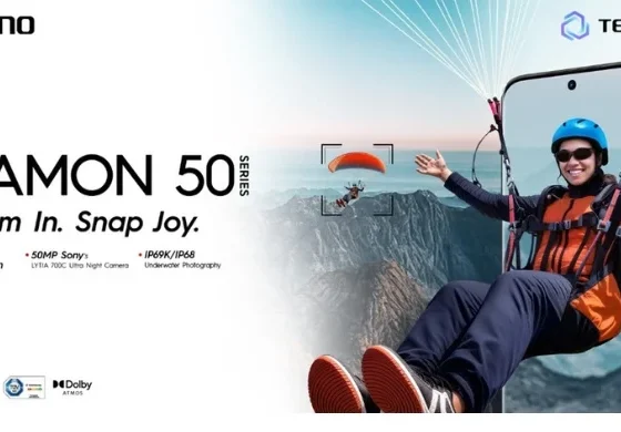 TECNO CAMON 50 camera phone featuring AI 60X Super Zoom, 50MP Sony Ultra Night Camera and underwater photography for travel adventures