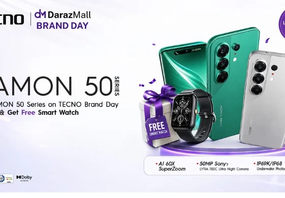 TECNO CAMON 50 Series available on Daraz Brand Day with exclusive discounts and free smartwatch offer in Pakistan